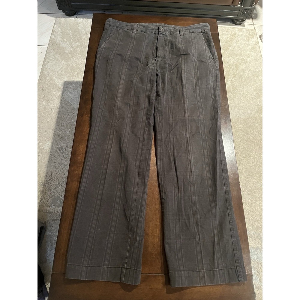 EM'S OF MASONS Chino Casual Pants Plaid Dark Brown 100% Cotton ITALY